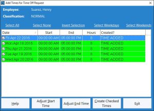 Automatically generating time punches for a leave request