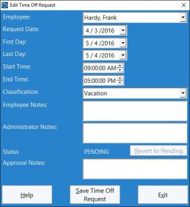 Adding or editing an employee leave request