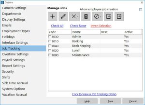 The screen used to manage jobs