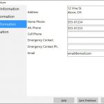 The employee contact information screen