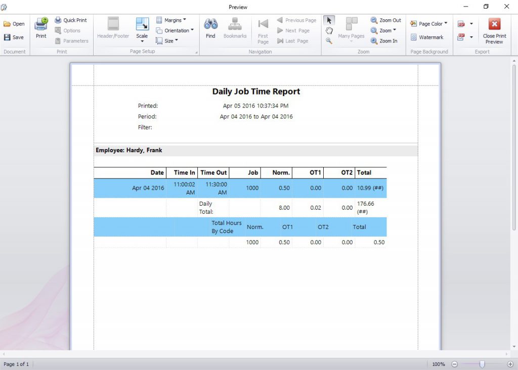 The daily job time report