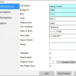 The basic employee information screen