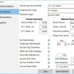 The employee payroll information screen