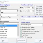 The Time Clock MTS report configuration screen